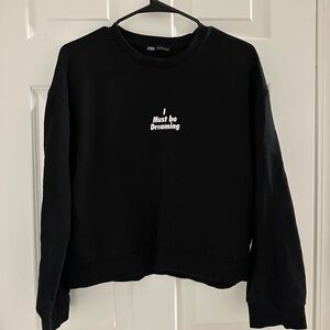 Zara Black Crew Neck Sweater with Dream Print
